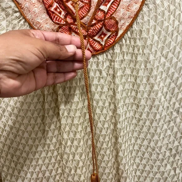Elegant Beige and Red Women's blouse.From the renowned Lucky brand, long sleeves - Picture 10 of 15